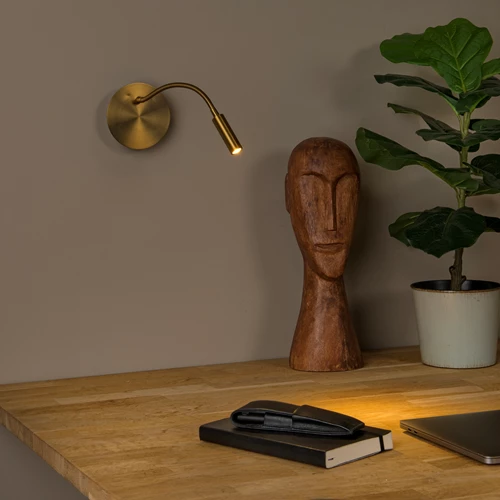 Lucide JOLIJN - wiederaufladbare Bettlampe / Wandleuchte - Akku/Batterie - Ø 11 cm - LED - 1x2W 3000K - Magnetisch - Mattes Gold / Messing - Atmosphäre 1
